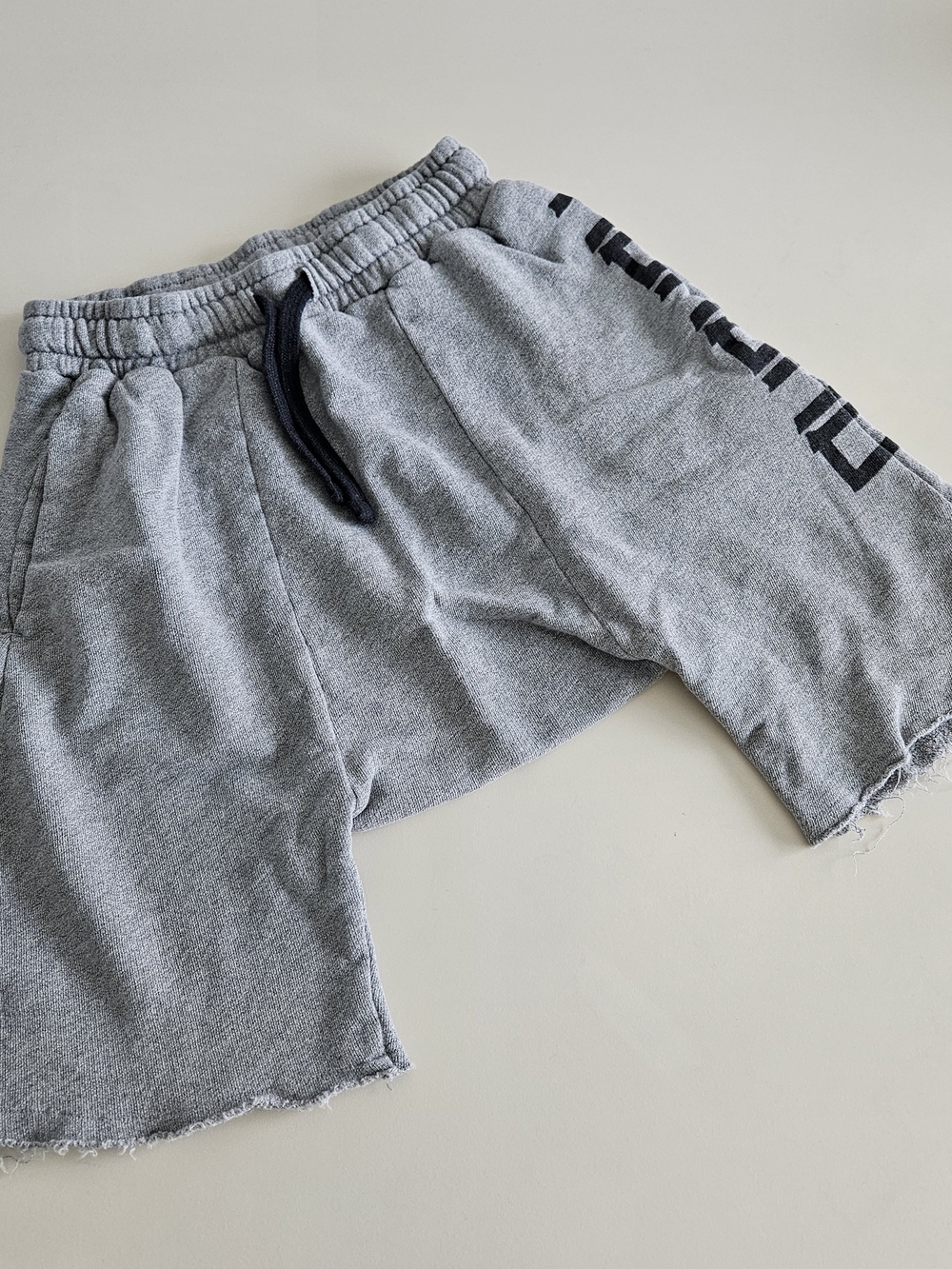 nununu Gray Drawstring Sweat Shorts with Black Logo